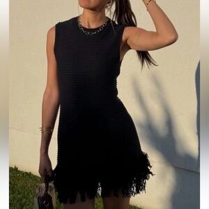 Zara knit fringe mini dress